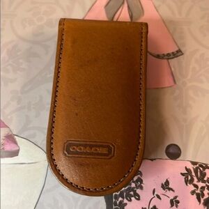 Coach Brown Leather Money Clip. See pics for callouts.
